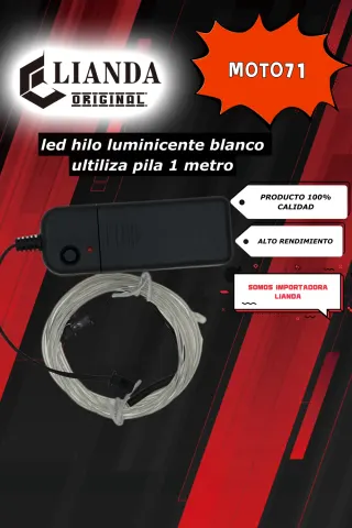 repuesto de moto MOTO71 — LED-HILO-LUMINISCENTEBLANCOUTILIZA-PILA-AA-2METRO