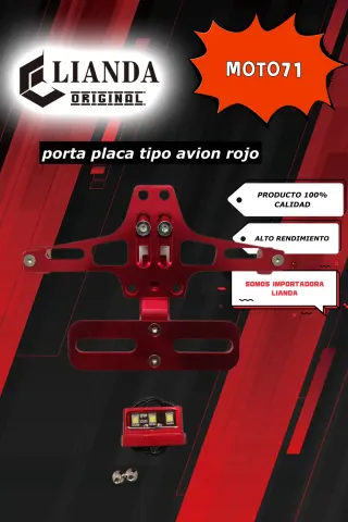 repuesto de moto MOTO71 — PORTA-PLACA-TIPO-AVION-UNIVERSAL-ROJO